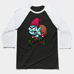 Evil Christmas Elf Stealing Presents Baseball T-Shirt